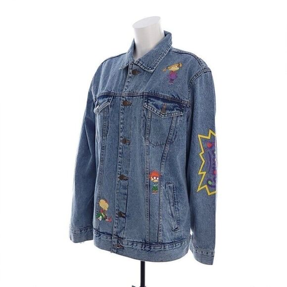 Nickelodeon Women's L Rugrats Long Sleeve Button Blue Jean Jacket Born in the 90 - Picture 2 of 9